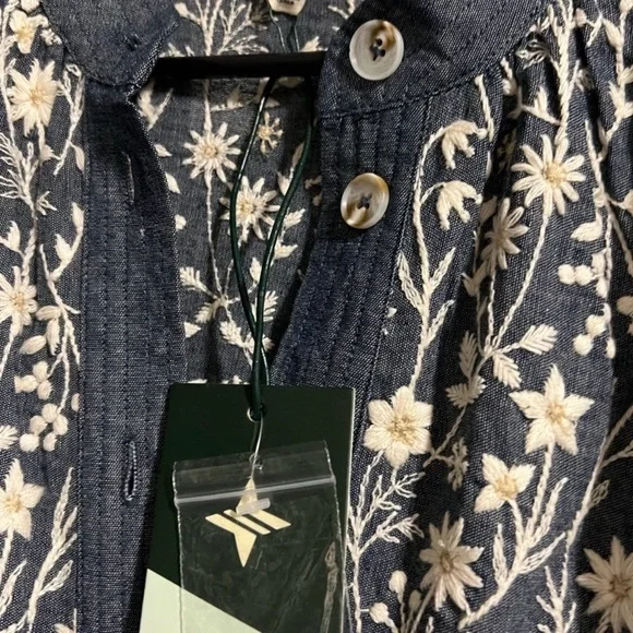 Tuckernuck embroidery Meadows dress XXL Chambray Prescott dress NWT sh sleeve - Picture 2 of 7